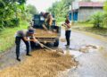 Polantas di Bartim Tambal Jalan Negara Berlubang
