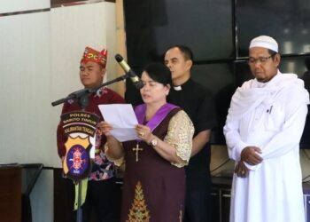 Polres Barito Timur Menggelar Doa Lintas Agama atas Suksesnya Penyelenggaraan Pemilu 2024