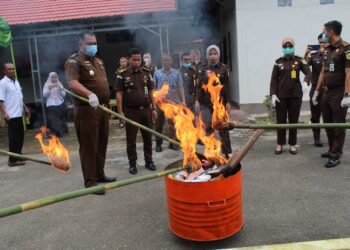 Kejari Barito Timur Musnahkan Ratusan Barang Bukti Tindak Pidana Kejahatan