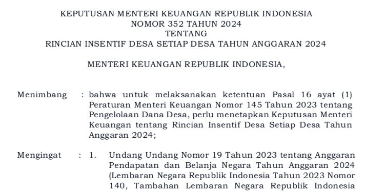 21 Desa di Barito Timur Terima Tambahan Insentif Dana Desa Tahun 2024