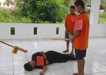 Dendam Berujung Maut, Polres Bartim Rekonstruksi Pembunuhan Sadis di Pasar Temanggoeng Djaja Karti