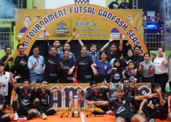 Suasana penutupan Open Tournament Futsal Ganfash Season III di GOR Tana Malai Tolung Lingu, Murung Raya.