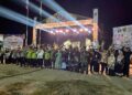 Bupati Bartim, M.Yamin, dan Ketua DPRD Bartim, Nursulistio, serta jajaran Forkopimda dan peserta, berpose bersama usai penutupan MTQ IX Tingkat Kabupaten Barito Timur di Desa Sibung, Senin (22/9/2025).