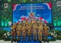 Penjabat Sekretaris Daerah Barito Timur, Misnohartaku (tiga dari kiri), saat menghadiri Rakor Sinkronisasi Program dan Kegiatan Kementerian/LPNK dengan Pemerintah Daerah Tahun 2025 di IPDN Jatinangor, Kabupaten Sumedang, Jawa Barat.