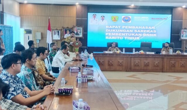 Rapat pembahasan dukungan sarpras pembentukan BNNK, Senin (26/1/2026).