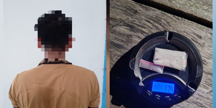 Tersangka AN (37) dan barang bukti narkotika jenis sabu yang diamankan.