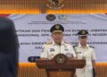 Kaknwil Ditjenpas Kalteng I Putu Murdiana, menyampaikan arahan usai pelantikan dan pengambilan sumpah janji, Jumat (6/2/2025). (Ist Humas)