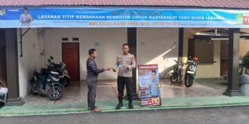 Warga perantau yang mulai menitipkan kendaraan di Polsek Dusun Timur, Sabtu (14/3/2025).