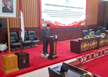 Juru bicara Fraksi PDI Perjuangan, Fredrich Dominggus Yoga, menyampaikan pendapat dalam Paripurna, Selasa (10/3/2026).