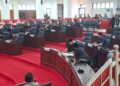 Suasana Rapat Paripurna penyampaian tanggapan fraksi pendukung dewan, Selasa (10/3/2026).
