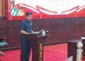 Juru bicara Fraksi PKB, Mahyono, saat membacakan tanggapan fraksi.