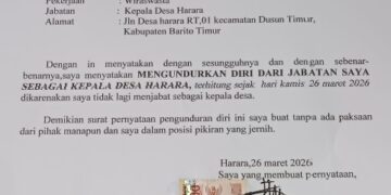 Tangkap layar surat pengunduran diri Triyono yang beredar.