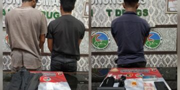 Tiga tersangka AM (34) dan DAH (22), SG (30) yang diamankan.