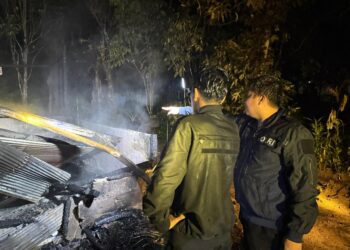 Kondisi rumah warga Desa Bamban usai dilahap api, Kamis (9/4/2026).