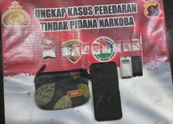 Barang bukti yang diamankan jajaran Satresnarkoba Polres Gunung Mas dari tangan S (50).