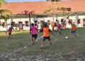 Pertandingan futsal dalam rangka pekan olahraga pegawai dan warga binaan menyemarakkan HBP ke-62, Sabtu (11/4/2026).