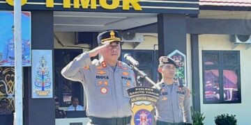 Kapolres Bartim AKBP Eddy Santoso, memimpin Apel Gelar Pasukan dan Sarpras antisipasi karhutla, Jumat (17/4/2026).