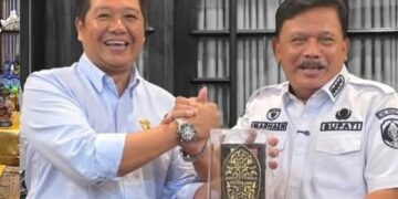 Wabup Barito Utara, Felix Sonadie Y Tingan, bertemu Bupati Nganjuk, Marhaen Djumadi, dalam penjajakan kerjasama.