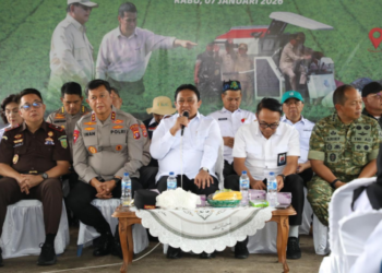 Wakil Gubernur Kalimantan Tengah, Edy Pratowo, bersama jajaran mengikuti panen raya yang digelar Kementerian Pertanian Republik Indonesia bersama Presiden RI secara virtual, Rabu (7/1/2026).
