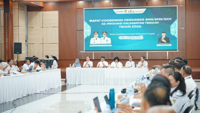 Rapat koordinasi (rakor) pengawas SMA, SMK, dan SKH Tahun 2026.