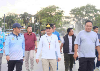 Gubernur Kalteng, Agustiar Sabran, olahraga bersama jajaran awak media di Kalimantan Tengah, Sabtu (31/1/2026).