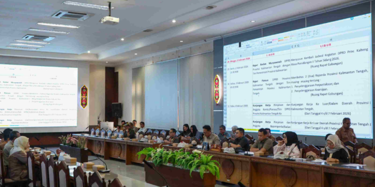 Pelaksanaan rapat Badan Musyawarah DPRD bersama tim Pemprov di Palangka Raya, Senin (2/2/2026).