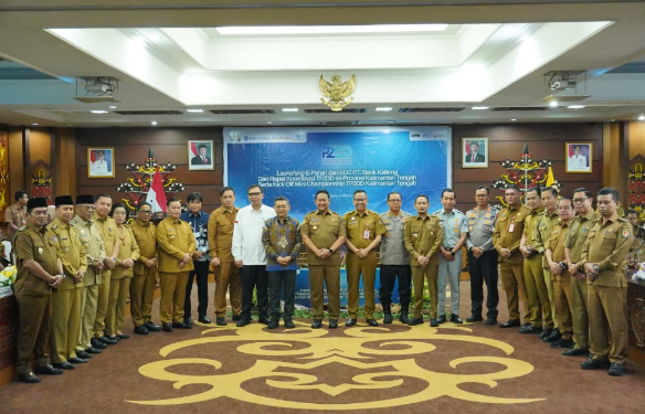 Peluncuran aplikasi E-Pahari dan perangkat Electronic Data Capture (EDC) Bank Kalteng yang dirangkaikan dengan Rapat Koordinasi TP2DD se-Kalteng, Senin (9/3/2026).
