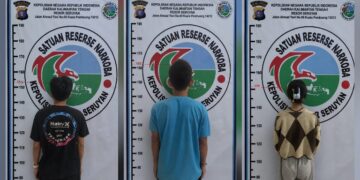 Ketiga tersangka yang diamankan.