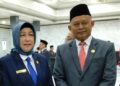 Ketua DPRD Barito Utara, Hj.Mery Rukaini, bersama Setwan Sudiyono, usai dilantik, Senin (4/5/2026).