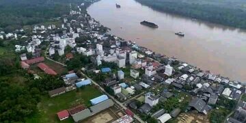 Kecamatan Dusun Hilir, Wilayah Mengkatip, tampak dari atas. (Ist)