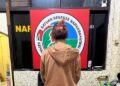 Tersangka K (34) yang diamankan petugas.