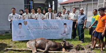 Pelaksanaan kurban di Rutan Kelas IIB Tamiang Layang, Rabu (27/5/2026).
