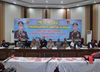 Press Release Serentak Pengungkapan Kejahatan Jalanan yang digelar di Aula Graha Bhayangkara Polda Kalimantan Tengah, Sabtu (30/5/2026). (Ist)
