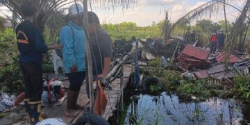 Rumah dan Gudang di Kelurahan Sebangau, yang sudah hangus terbakar, Sabtu (30/5/2026). (Ist)
