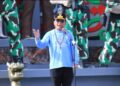 Gubernur Kalteng, Agustiar Sabran, ketika menyampaikan pesan saat menghadiri Peringatan Hari Buruh Internasional (May Day) Tahun 2026 yang digelar Forum Silaturahmi Serikat Pekerja Serikat Buruh Kalimantan Tengah di Bundaran Besar Palangka Raya, Jumat (1/5/2026). (Ist)