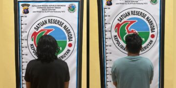 Dua pelaku TN (35) dan HB (25) yang diamankan Satresnarkoba Polres Seruyan, Sabtu (30/5/2026).
