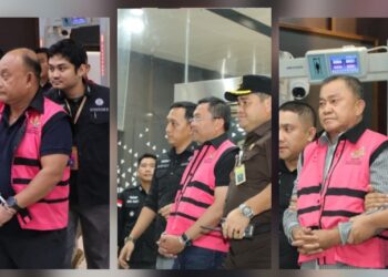 DH selaku mantan Kepala BGN, SS selaku mantan Wakil Kepala BGN Bidang Operasional Pemenuhan Gizi, dan LP selaku Wakil Kepala BGN Bidang Pengembangan Organisasi dan Hubungan Kelembagaan, yang ditetapkan tersangka kemudian ditahan Kejagung RI, Rabu (3/6/2026). (Ist)
