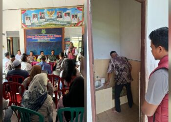 Sosialisasi yang dilakukan Satresnarkoba Polres Kapuas (kanan) dan tes urine di Kampung Bebas Narkoba, Rabu (24/6/2026).