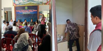 Sosialisasi yang dilakukan Satresnarkoba Polres Kapuas (kanan) dan tes urine di Kampung Bebas Narkoba, Rabu (24/6/2026).