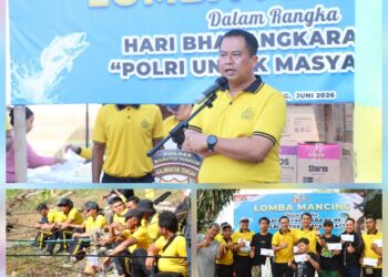 Serba - serbi Lomba Mancing Hari Bhayangkara ke-80 yang diselenggarakan Polres Bartim, Jumat (26/6/2026). (Ist)
