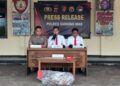 Kasat Reskrim AKP Agung Gunawan Putra, didampingi Kasat Resnarkoba IPTU Sutrisno, dan PS Kasi Humas IPDA Abner, dalam press release kasus, Senin (29/6/2026).