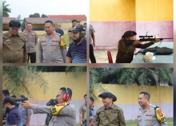Latihan menembak yang dilaksanakan Polres dan Pemkab Bartim, Senin (27/7/2026).