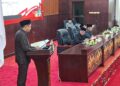 Juru bicara Dapil I DPRD Murung Raya, Imanudin, menyampaikan hasil reses dalam Rapat Paripurna, Senin (13/7/2026).