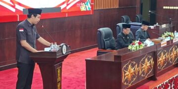 Juru Bicara Daerah Pemilihan (Dapil) III DPRD Kabupaten Murung Raya, Maulana, menyampaikan hasil reses dalam paripurna, Senin (13/7/2026).