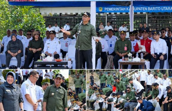 Bupati Barito Utara, H. Shalahuddin, dalam kegiatan restocking dan GPM di Desa Trinsing, Rabu (22/7/2026).