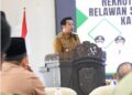 Wabup Barito Utara, Felix Sonadie Y. Tingan, memberikan arahan pada pembukaan pelatihan TAGANA, Selasa (28/7/2026).