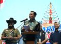 Bupati Bartim, M. Yamin didampingi Wabup Adi Mula Nakalelu, menyampaikan sambutan dalam malam penutupan Bartim Expo 2026, Sabtu (15/8/2026) malam.