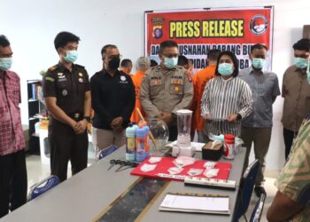 Pemusnahan barang bukti narkotika yang dilaksanakan jajaran Satresnarkoba Polresta Palangka Raya, Kamis (13/8/2026). (ist)