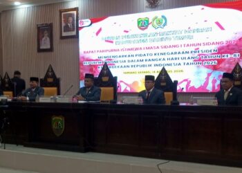 DPRD Barito Timur dalam Rapat Paripurna Istimewa mendengarkan Pidato Kenegaraan sambut HUT ke-81 RI, Jumat (14/8/2026).