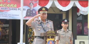 Kapolres Bartim AKBP Eddy Santoso, S.I.K., M.H., memimpin upacara peringatan Hari Juang Polri, Jumat (21/8/2026). (ist)